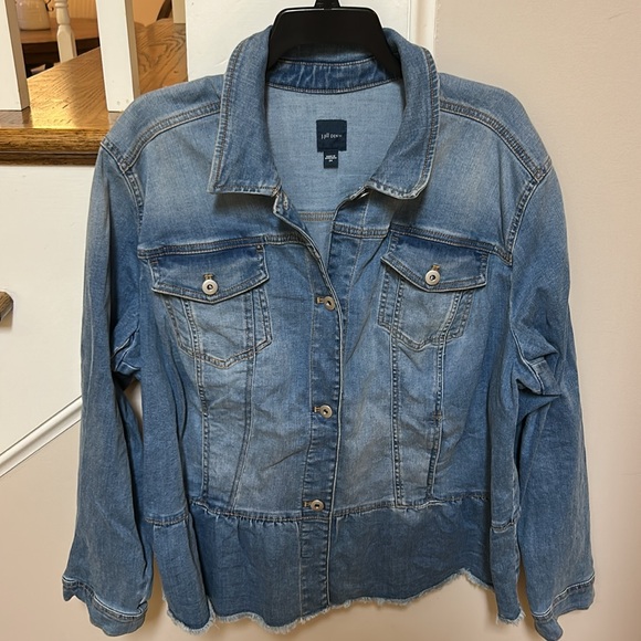 J. Jill Jackets & Blazers - J. Jill light blue denim jacket with raw hem